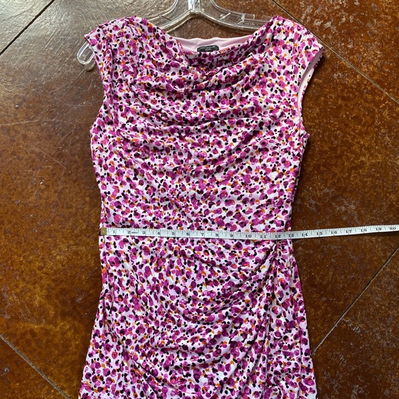 Ann Taylor Floral Ruched Dress SP Pink - Picture 4 of 11